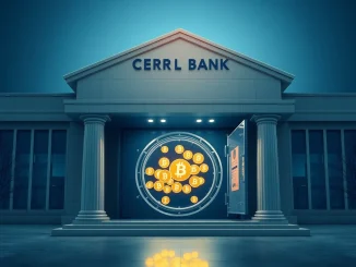 Illustration of South Korea's central bank securing stablecoin reserves, preventing financial instability and protecting users.