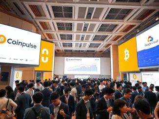 Attendees networking at the BTCFi SeoulMate event, discussing crucial Bitcoin finance innovations in Seoul.