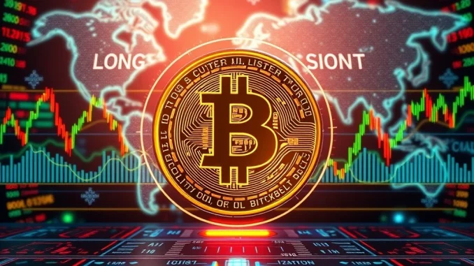 Visualizing the BTC perpetual futures long/short ratio on leading crypto exchanges, indicating market sentiment for Bitcoin.
