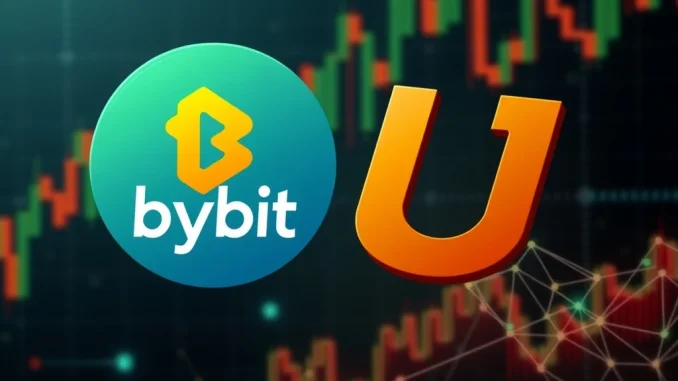 Bybit Union (U) listing announcement graphic, showing the exchange logo alongside the Union (U) crypto project icon, symbolizing new trading opportunities.