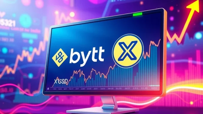 A digital representation of the Bybit exchange interface showing the upcoming Bybit XUSD listing, signaling a new opportunity for traders.