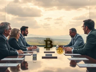 CalPERS board members debating cryptocurrency investment, symbolizing the division over adding digital assets to the pension fund.