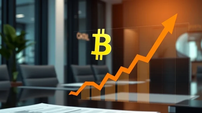 A financial executive reviews data on a screen, symbolizing Capital B's strategic **Bitcoin treasury strategy** and digital asset growth.