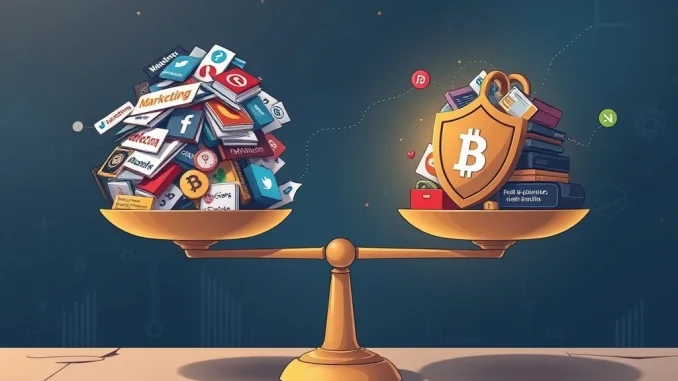 An illustration showing the critical imbalance in **crypto security** budgets versus marketing spend, emphasizing the urgent need for better protection.