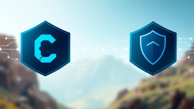 A visual representation of the Chainlink Canton Network partnership, showing secure data streams connecting two distinct blockchain networks.