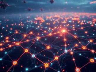 Visualizing Chainlink CCIP securely connecting Worldchain with other blockchain networks, enabling seamless cross-chain data flow.