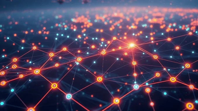 Visualizing Chainlink CCIP securely connecting Worldchain with other blockchain networks, enabling seamless cross-chain data flow.