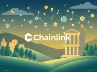 A visual representation of **Chainlink tokenization** bridging traditional finance with blockchain through a successful UBS SWIFT pilot.