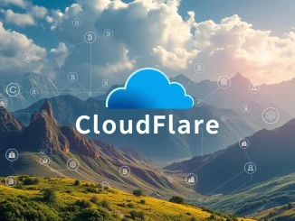 A visual representation of Cloudflare's NET Dollar stablecoin enabling secure, instant transactions for AI agents, symbolizing Web3 innovation.