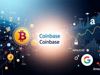 A visual representation of the new Coinbase derivative product, illustrating the convergence of crypto ETFs and big tech stocks in a unified financial instrument.