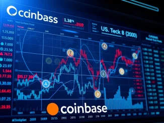 Dashboard showing Coinbase futures product blending tech stocks and crypto for simultaneous investment.