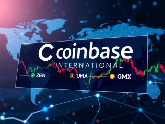 Coinbase International platform displaying ZEN, UMA, GMX perpetual futures trading interface, signifying new opportunities for crypto traders.