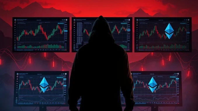 Illustration of a Coinbase hacker digitally laundering stolen crypto funds, emphasizing the ongoing threat to digital asset security.