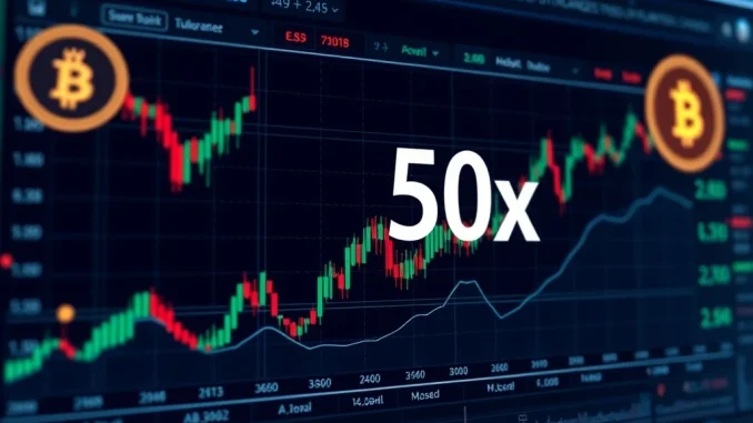 Coinbase International Unleashes Powerful 50x Futures Leverage Digital interface illustrating Coinbase International's new 50x futures leverage for advanced crypto traders.