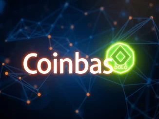 Coinbase listing announcement featuring KMNO token and DOLO crypto symbols, indicating significant market expansion.