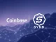 Coinbase SYND listing roadmap update, showing the Syndicate crypto logo next to Coinbase's, symbolizing a new asset addition.