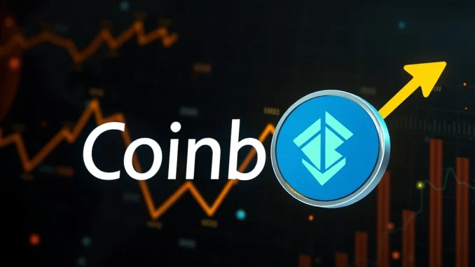 An abstract depiction of the Coinbase platform interface featuring the newly listed WLFI crypto token, signifying its availability for trading on the cryptocurrency exchange.