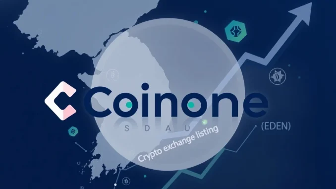 Coinone exchange logo alongside OpenEden EDEN token symbol, signifying a new crypto exchange listing and its impact on KRW trading in South Korea.