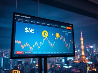 Screen displaying **Coinone USDE listing** with trading interface, symbolizing new opportunities for traders.