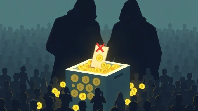 Visualizing the Compound DAO token recall failure, with large delegate votes overshadowing community efforts in DAO governance.