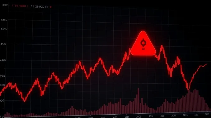 A dramatic red candlestick chart illustrating the severe 748% drop in COS crypto value, conveying market panic.