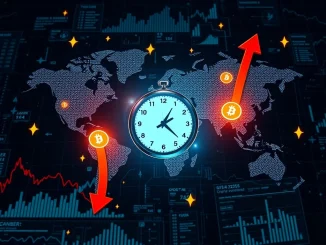 Visualizing crucial global macroeconomic events with charts and a world map, indicating the financial market impact of central bank decisions.