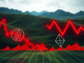 A chart showing a sharp decline, illustrating the impact of crypto futures liquidations on the cryptocurrency market.