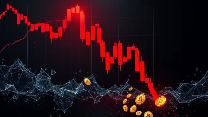 A chart showing a rapid decline, illustrating the recent crypto futures liquidation and market volatility.