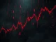A dramatic chart showing significant crypto futures liquidation, with ETH leading the losses, symbolizing market volatility and trading risks.