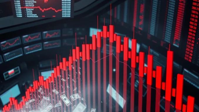 Chart showing **crypto futures liquidation** during a sudden market downturn, highlighting significant **cryptocurrency market volatility**.