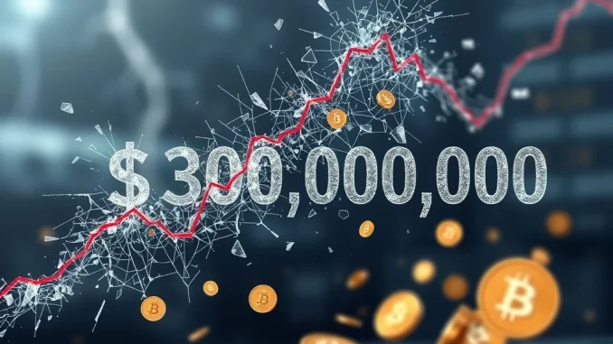 Chart showing sudden crypto liquidations in the futures market, indicating significant market volatility.