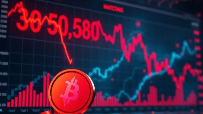A visual representation of significant crypto liquidations, showing digital assets like Bitcoin and Ethereum experiencing rapid value drops, reflecting the impact of perpetual futures.