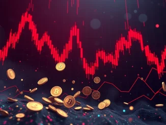 A chart illustrating significant crypto liquidations and a sharp market downturn, conveying the financial impact on traders.