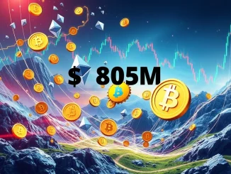 A chart showing crypto liquidations and a sharp market downturn, symbolizing recent Bitcoin futures and Ethereum futures losses.