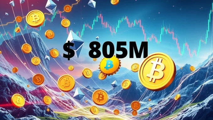 Chart showing significant crypto liquidations across major assets, highlighting market volatility and the impact on perpetual futures.