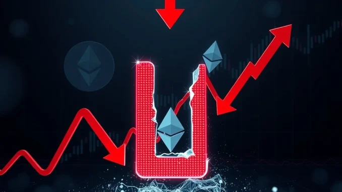 Crypto liquidations surge, showing long positions under pressure for Bitcoin and Ethereum futures in a volatile market.
