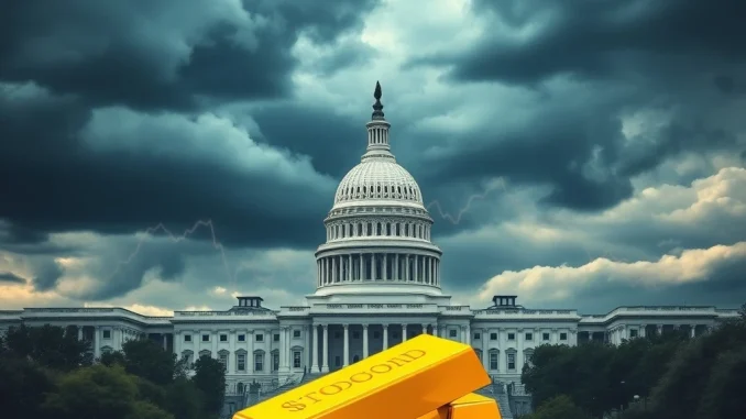 Graph showing **crypto market volatility** amidst a looming **US government shutdown**, highlighting the impact on **cryptocurrency investment**.