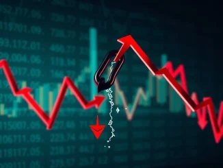 Chart showing a sudden drop in Crypto Perpetual Futures values, representing over $152M in liquidations and market volatility.