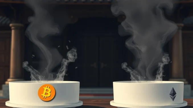 Illustrates the devastating impact of a **crypto scam** on **church donations**, showing money vanishing into digital abyss.