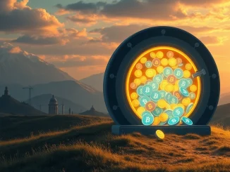 Digital assets pouring from a vault, symbolizing crypto treasury strategies' massive fundraising success, surpassing traditional VCs.