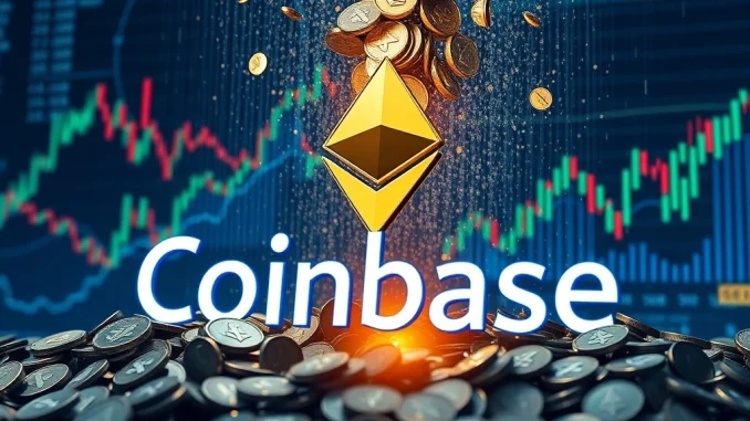 Digital representation of a significant Cumberland ETH deposit moving to Coinbase, hinting at market shifts.