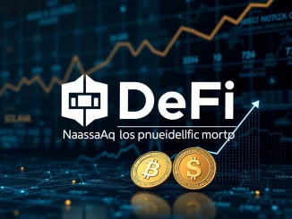 DeFi Development Corp's strategic **Solana investment** strengthens its digital asset holdings, depicted by a corporate logo with crypto charts.