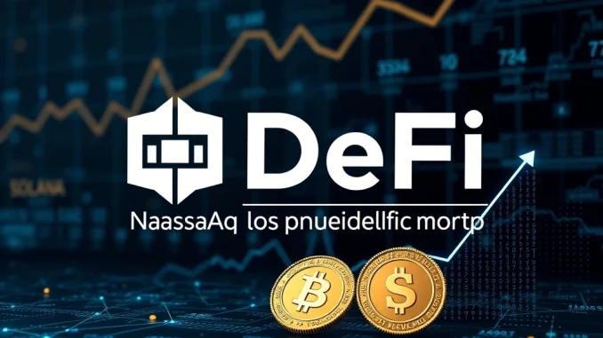 DeFi Development Corp: Strategic Acquisition Bolsters Solana Portfolio with 196,141 SOL DeFi Development Corp's strategic **Solana investment** strengthens its digital asset holdings, depicted by a corporate logo with crypto charts.