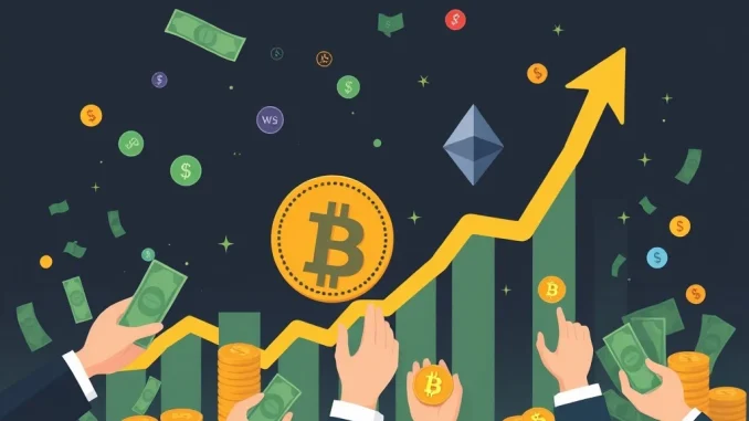 Digital asset funds surge, showing significant Bitcoin and Ethereum investment inflows.