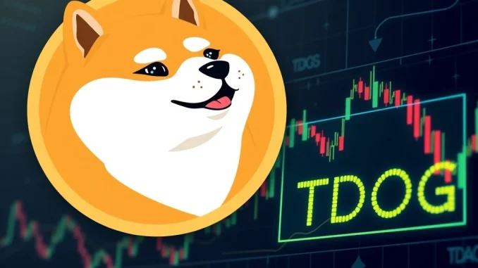 Illustration of a Dogecoin symbol integrated with financial charts, representing the 21Shares DOGE ETF DTCC listing.
