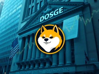 A digital representation of the Dogecoin logo on a financial chart, symbolizing Grayscale's **Dogecoin ETF** application with the SEC.