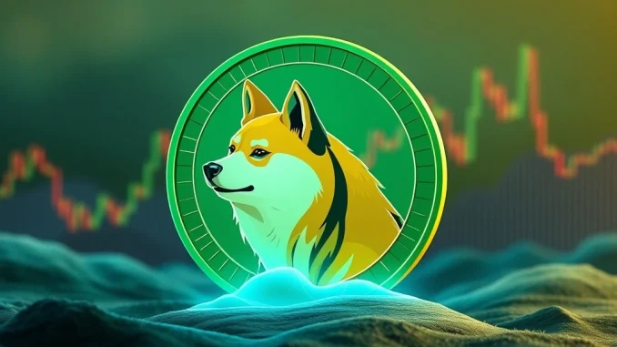 Dogecoin (DOGE) chart showing a dip followed by a potential rebound, illustrating the fractal pattern for Dogecoin News.