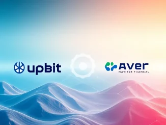 Dunamu and Naver Financial logos merging, symbolizing Upbit operator Dunamu becoming a Naver affiliate.