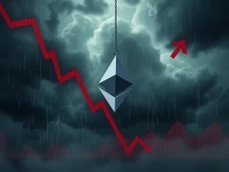 A visual representation of ENS token price decline and bearish sentiment in the crypto market.