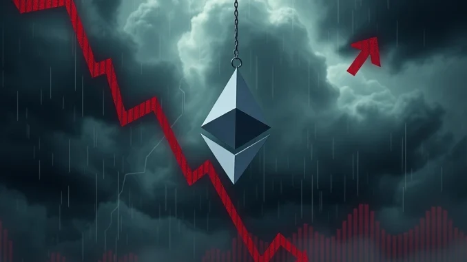 A visual representation of ENS token price decline and bearish sentiment in the crypto market.